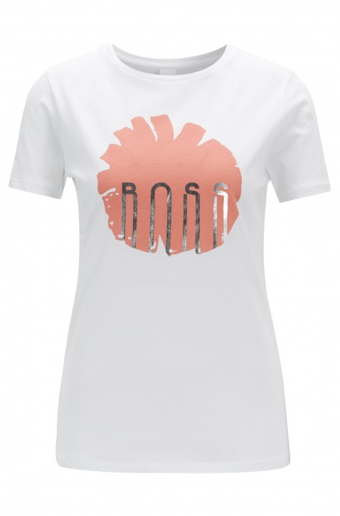 BOSS T-Shirt TEBLOSSOM aus Baumwolle mit Blumenprint und Folien-Detail weiss 100 BOSS T-Shirt TEBLOSSOM aus Baumwolle mit Blumenprint und Folien-Detail weiss 100