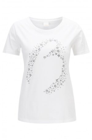 BOSS Slim-Fit T-Shirt Teestar aus Baumwolle mit Sternen-Print weiss 100 XS