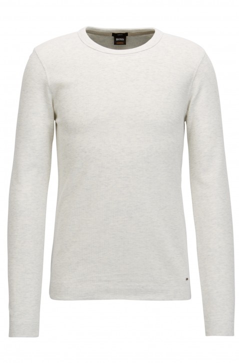 BOSS Slim-Fit Longsleeve Tempest aus melierter Baumwolle natur 105 BOSS Slim-Fit Longsleeve Tempest aus melierter Baumwolle natur 105 S