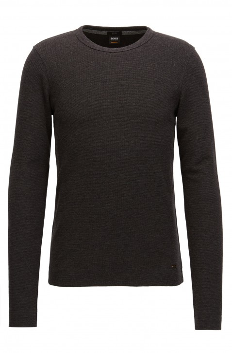 BOSS Slim-Fit Longsleeve Tempest aus melierter Baumwolle schwarz 001 BOSS Slim-Fit Longsleeve Tempest aus melierter Baumwolle schwarz 001 S