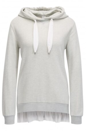 BOSS ORANGE Kapuzenpullover Terhood aus Terry mit Seiden-Besatz Farbe silver 040 S