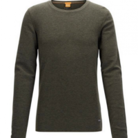 BOSS ORANGE Slim-Fit T-Shirt TERRIS 1 aus Baumwolle mit Waffelstruktur Farbe dunkelgrün 309 S