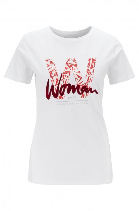 BOSS T-Shirt Tewoman aus Baumwolle mit strukturierten Prints weiss 100 BOSS T-Shirt Tewoman aus Baumwolle mit strukturierten Prints weiss 100