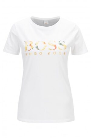 BOSS ORANGE T-Shirt TIBOSS aus gewaschenem Baumwoll-Jersey mit Logo-Print Farbe weiss 001 XS