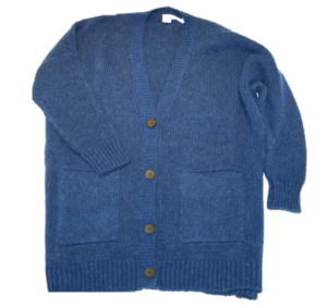 HUGO BOSS Oversized Strickjacke WEVELYN aus Woll/Alpaka Mix blau 427