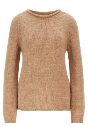 HUGO BOSS Pullover ICYCLES aus Alpaka-Mix mit Wolle und Rollbündchen hellbraun 235