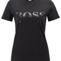 HUGO BOSS T-Shirt TEFOLL aus Baumwoll-Jersey mit Folien-Logo schwarz 001