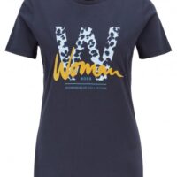 HUGO BOSS T-Shirt TEWOMAN aus Baumwolle mit strukturierten Prints dunkelblau 466