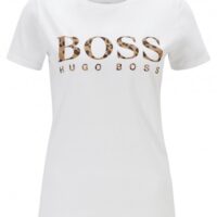 HUGO BOSS T-Shirt TIBOSS 1 aus Baumwolle mit Leoparden-Logo weiss