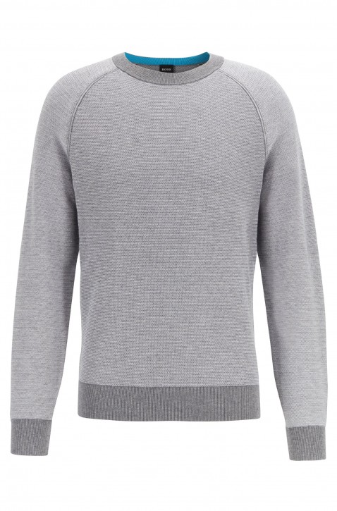 HUGO BOSS Pullover AVIVIO aus feinem Baumwoll-Jacquard mit Wolle grau 051 HUGO BOSS Pullover AVIVIO aus feinem Baumwoll-Jacquard mit Wolle grau 051