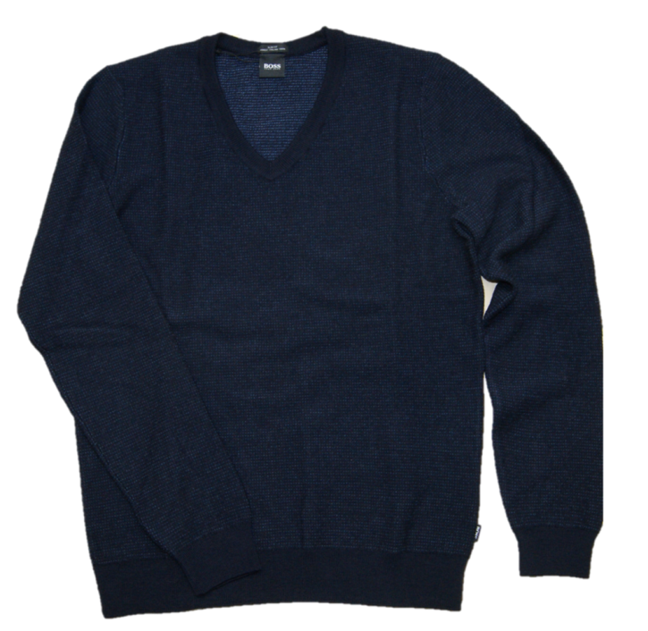 BOSS Pullover BIETRO aus hochwertiger Italienischer  Schurwolle mit V-Ausschnitt  dunkelblau BOSS Pullover BIETRO aus hochwertiger Italienischer  Schurwolle mit V-Ausschnitt  dunkelblau