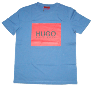 HUGO T-Shirt DOLIVE 194 aus Baumwolle mit quadratischem Logo blau 420