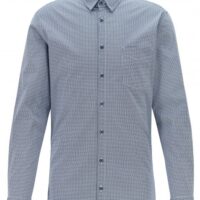 HUGO BOSS Slim-Fit Hemd MAGNETON_1 aus Stretch-Baumwolle mit geometrischem Print blau 405