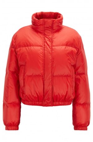 BOSS Schimmernde Oversized Steppjacke OFROSTY mit Logo hinten rot