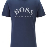 HUGO BOSS T-Shirt TEE 1aus Baumwoll-Jersey mit geschwungener Logo-Stickerei dblau 416