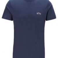 HUGO BOSS T-Shirt TEE CURVED aus Baumwoll-Jersey mit geschwungenem Logo dblau 416