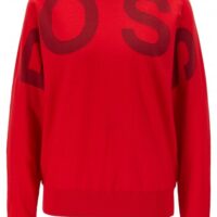 HUGO BOSS Pullover WALCI mit Rundhalsausschnitt und Logo rot 622