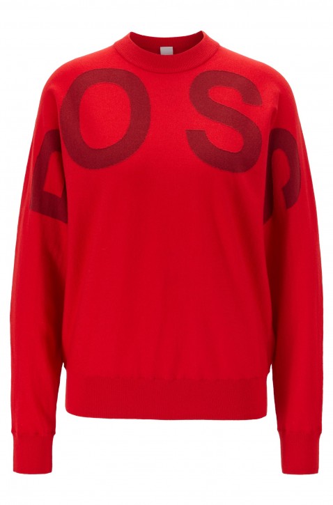 HUGO BOSS Pullover WALCI mit Rundhalsausschnitt und Logo rot 622 HUGO BOSS Pullover WALCI mit Rundhalsausschnitt und Logo rot 622