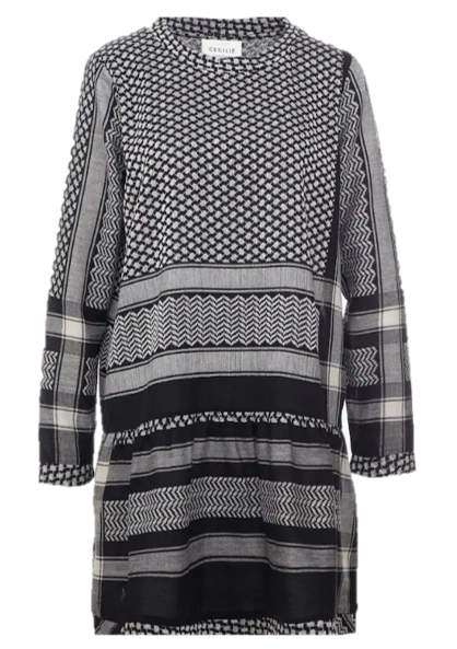 CECILIE COPENHAGEN Kleid DRESS 2,O, mit Langen Ärmeln in Kufiaymuster schwarz 150 CECILIE COPENHAGEN Kleid DRESS 2,O, mit Langen Ärmeln in Kufiaymuster schwarz 150