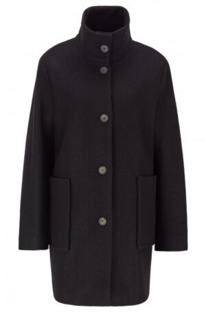 BOSS Regular-Fit Mantel OKTOBER aus gekochter Schurwolle schwarz