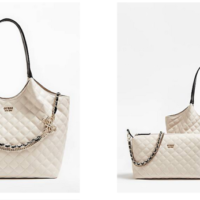 GUESS Damen Handtasche MIRIAM gesteppte Tasche mit Innentasche stone multi GUESS Damen Handtasche MIRIAM gesteppte Tasche mit Innentasche stone multi