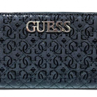 GUESS Damen Geldbörse WILONA SLG mit Absteppungen in Glänzender Optik schwarz GUESS Damen Geldbörse WILONA SLG mit Absteppungen in Glänzender Optik schwarz