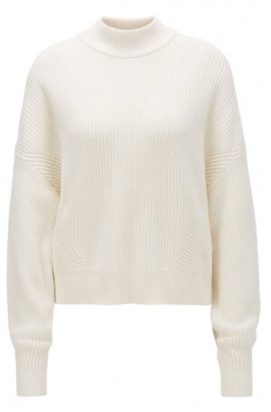 BOSS Pullover ISMENI aus geripptem Strick in Cropped-Länge  Farbe natur 118