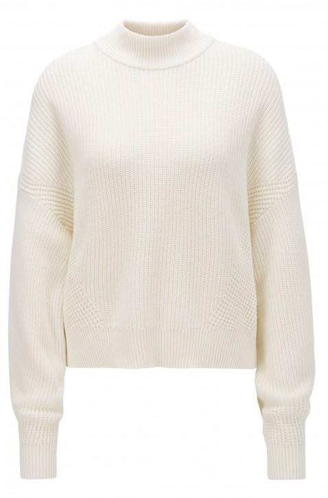 BOSS Pullover ISMENI aus geripptem Strick in Cropped-Länge  Farbe natur 118 BOSS Pullover ISMENI aus geripptem Strick in Cropped-Länge  Farbe natur 118