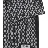 BOSS Schal NAMEGAHN aus Baumwolle mit Modal  und Hugo Boss logo schwarz 001