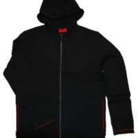 HUGO Kapuzenjacke DAPLE202 aus French Terry mit Logo auf der Tasche schwarz 001