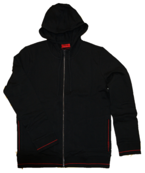 HUGO Kapuzenjacke DAPLE202 aus French Terry mit Logo auf der Tasche schwarz 001