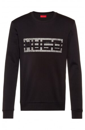 HUGO Sweatshirt DICAGO-U202 aus Baumwolle mit Rundhalsausschnitt und Nieten-Logo schwarz