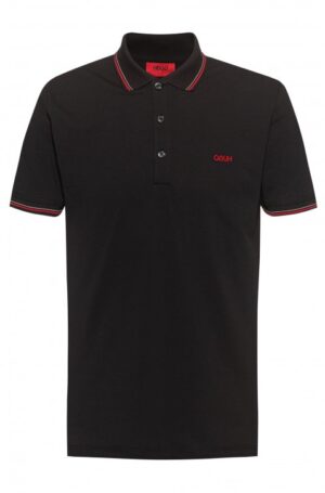 HUGO HUGO Poloshirt Dinoso202 aus Stretch-Baumwolle mit Streifen-Einfassung  schwarz 001