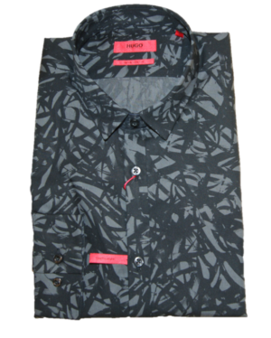HUGO Extra Slim-Fit Hemd Ero3-W aus Baumwolle mit Blumenprint schwarz 001