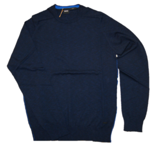 BOSS Pullover KABRIO  aus gestrickter Baumwolle mit Paspel-Details dunkelblau