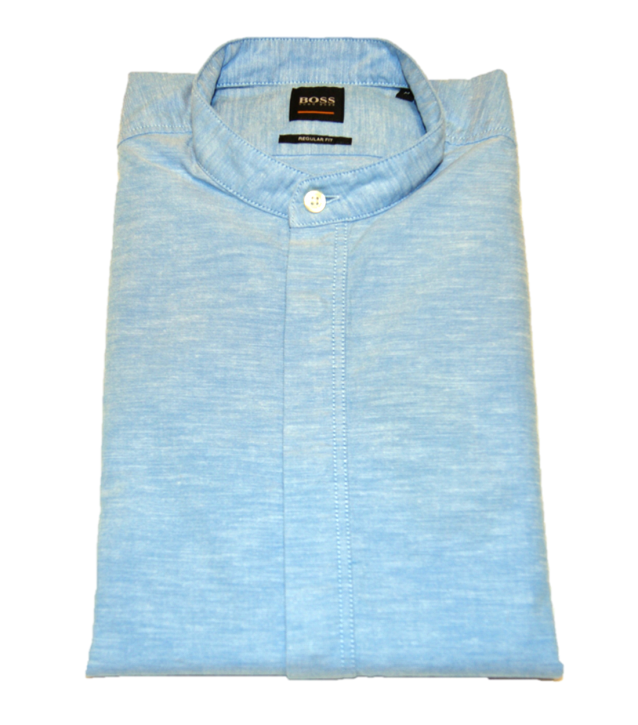 BOSS Regular-Fit Hemd RACE aus angerauter Baumwolle mit Stehkragen blau 460 BOSS Regular-Fit Hemd RACE aus angerauter Baumwolle mit Stehkragen blau 460