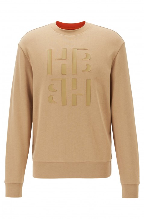 BOSS Sweatshirt STADLER 36 aus French Terry mit Monogramm-Print hellbraun 232 BOSS Sweatshirt STADLER 36 aus French Terry mit Monogramm-Print hellbraun 232