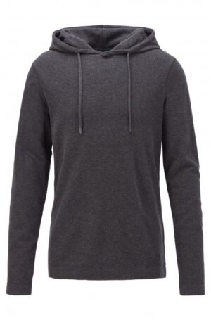 HUGO BOSS Kapuzen-Longsleeve THOODY aus Baumwolle mit Waffelstruktur dunkelblau 404