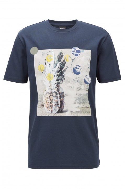BOSS Recycelbares T-Shirt TROAAR 4 aus reiner Baumwolle mit PVC-freiem Foto-Print dblau 404 BOSS Recycelbares T-Shirt TROAAR 4 aus reiner Baumwolle mit PVC-freiem Foto-Print dblau 404