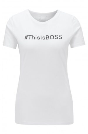 HUGO BOSS T-Shirt Thisisboss aus Baumwoll-Jersey mit Hashtag-Slogan weiss 100