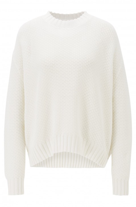 BOSS Oversized Pullover WISAMA aus Baumwolle mit Struktur-Mix natur 118 BOSS Oversized Pullover WISAMA aus Baumwolle mit Struktur-Mix natur 118