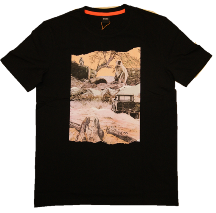 BOSS Recycelbares T-Shirt TEXRAY3 aus reiner Baumwolle mit PVC-freiem Foto-Print schwarz 001 BOSS Recycelbares T-Shirt TEXRAY3 aus reiner Baumwolle mit PVC-freiem Foto-Print schwarz 001