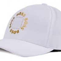 BOSS Cap aus Stretch-Canvas CAP-CIRCLE mit Logo-Schriftzug in Mattgold weiss 100
