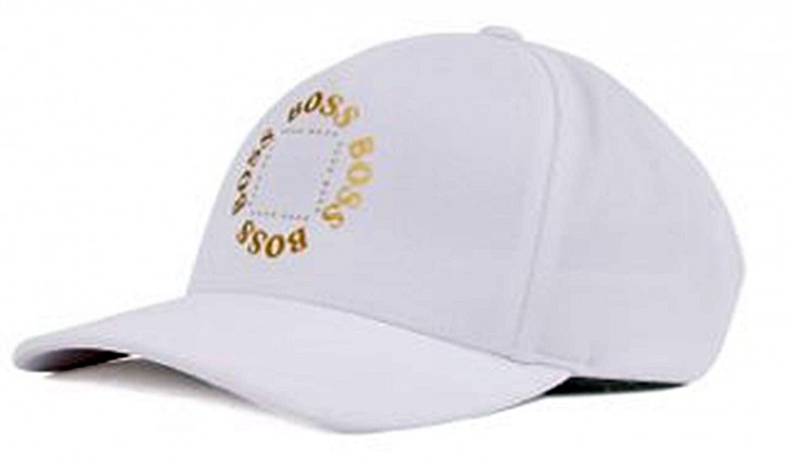 BOSS Cap aus Stretch-Canvas CAP-CIRCLE mit Logo-Schriftzug in Mattgold weiss 100 BOSS Cap aus Stretch-Canvas CAP-CIRCLE mit Logo-Schriftzug in Mattgold weiss 100