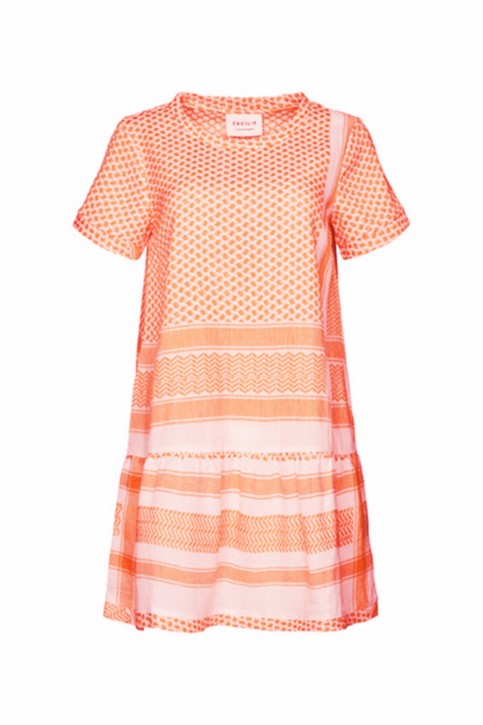 CECILIE COPENHAGEN Kleid 2, O, mit kurzen Ärmeln in Kufiaymuster orange 254 CECILIE COPENHAGEN Kleid 2, O, mit kurzen Ärmeln in Kufiaymuster orange 254
