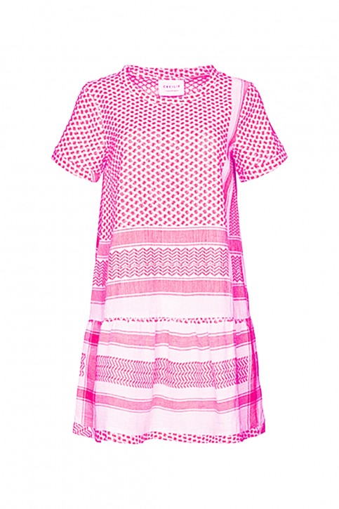 CECILIE COPENHAGEN Kleid 2, O, mit kurzen Ärmeln in Kufiaymuster rosa 250 CECILIE COPENHAGEN Kleid 2, O, mit kurzen Ärmeln in Kufiaymuster rosa 250