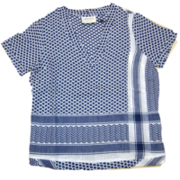 CECILIE COPENHAGEN Damen SHIRT V SHORT SLEEVES mit Kufiaymuster blau 245