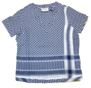 CECILIE COPENHAGEN Damen SHIRT V SHORT SLEEVES mit Kufiaymuster blau 245