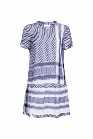 CECILIE COPENHAGEN Kleid 2, O, mit kurzen Ärmeln in Kufiaymuster blau 245