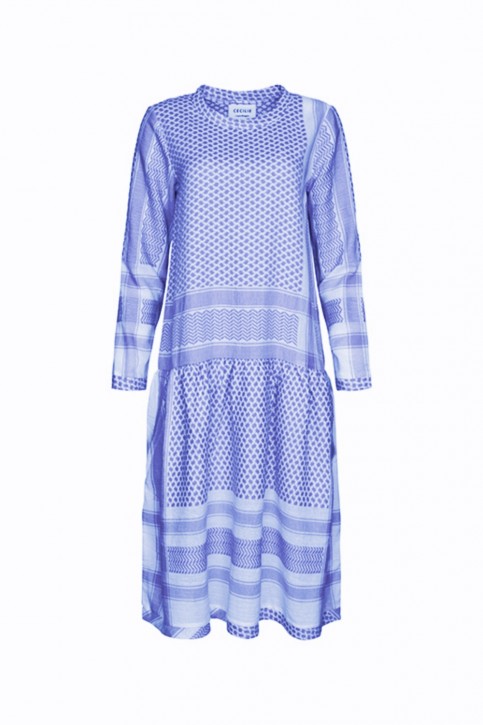 CECILIE COPENHAGEN Kleid JOSEFINE DRESS mit Langen Ärmeln in Kufiaymuster blau 245 CECILIE COPENHAGEN Kleid JOSEFINE DRESS mit Langen Ärmeln in Kufiaymuster blau 245